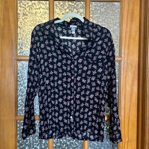 Eberjey x Rebecca Taylor Silk Floral Button Down Pajama Top